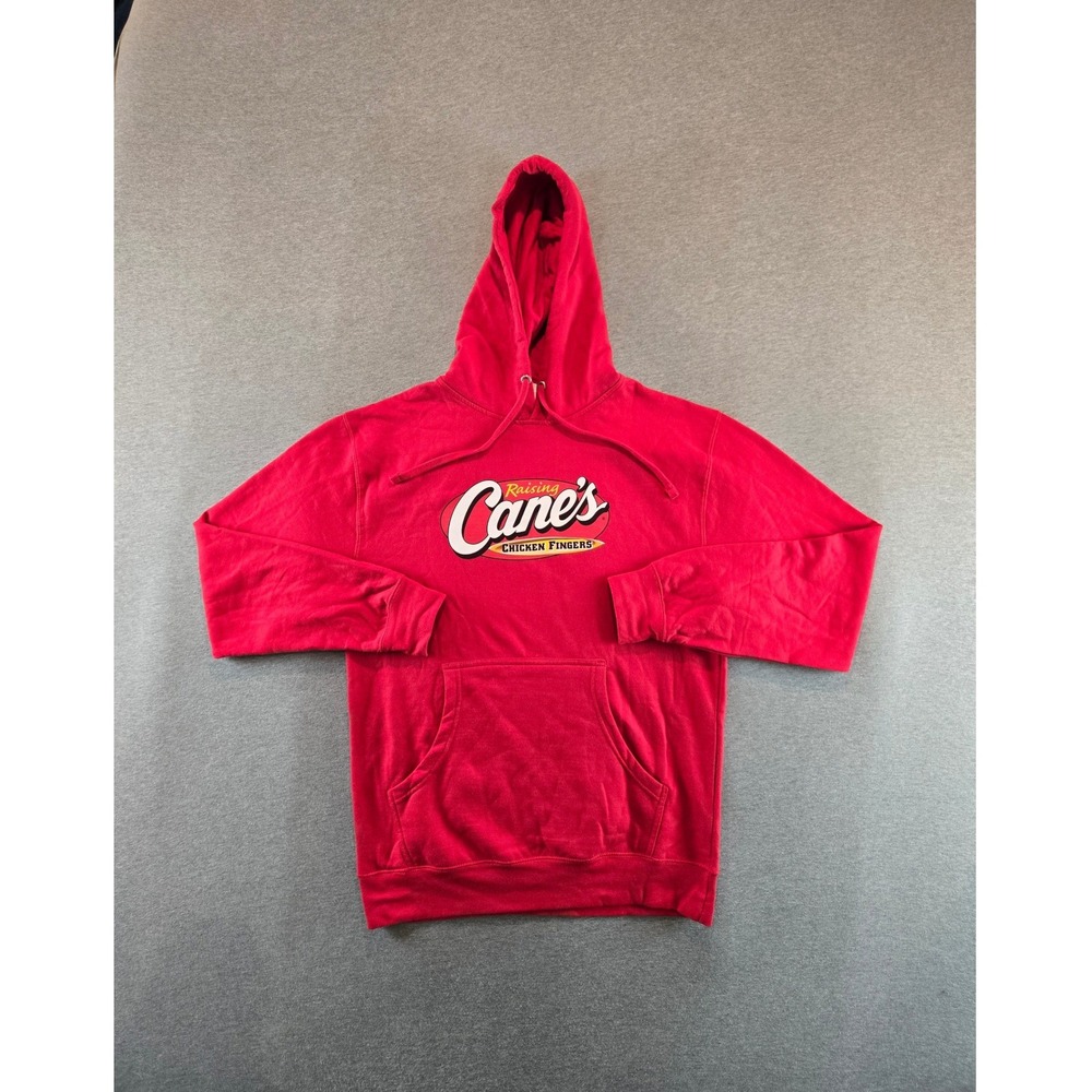 Raising Canes Hoodie Mens Medium Red Graphic Pullover Crew Sweatshirt Chicken